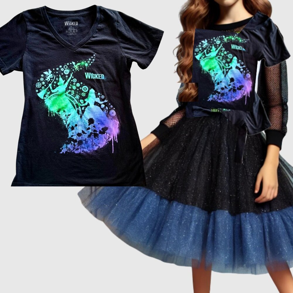 Wicked Musical Graphic Tshirt Size Youth Small Official Merch Black Pink Green